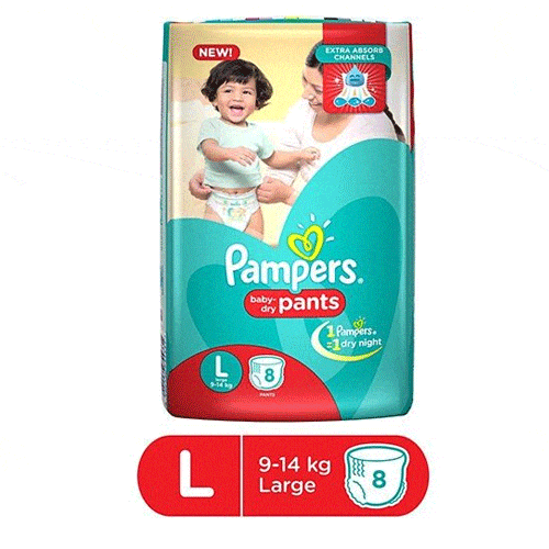 Pampers Dry Pants Large 914 kg Diapers Pack of 8  Buy Pampers Dry Pants  Large 914 kg Diapers Pack of 8 Online at Best Price in India  Planet  Health